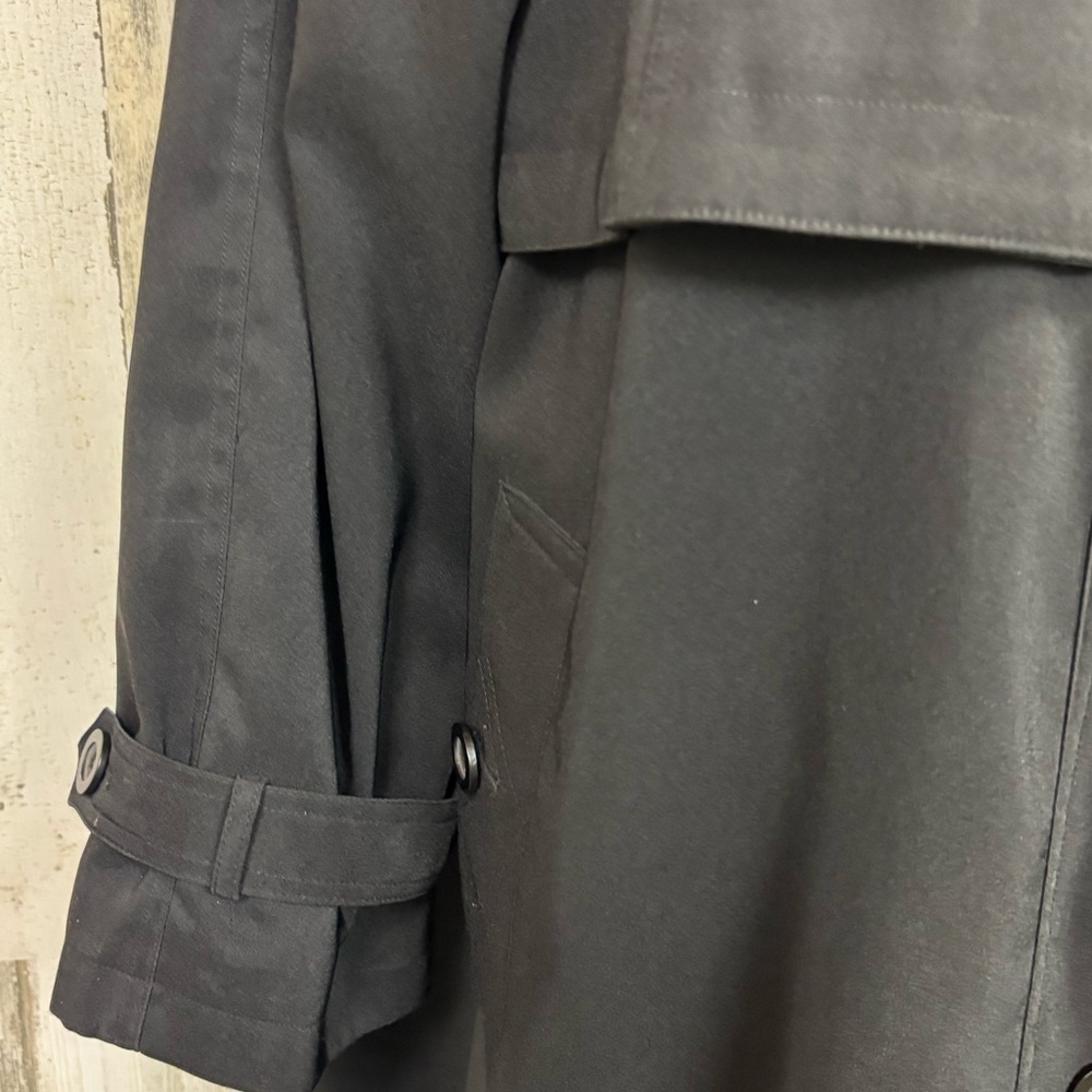 Charles‎ Klein Black Trench Coat with Tan Collar - Picture 4 of 11